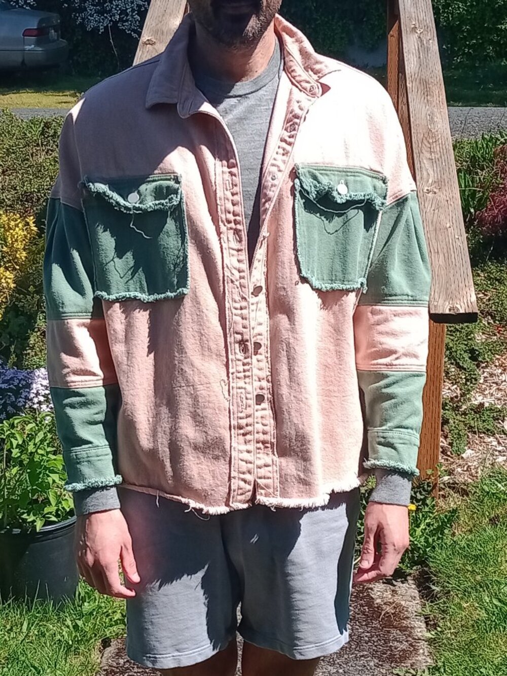 fun button up jacket size L